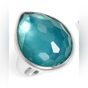 Ippolita Teardrop Faceted Teal Stone Ring in Silver